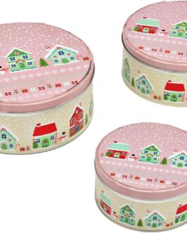 Juego 3 latas redondas navideñas