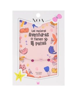 Pulsera acero plateado gatos