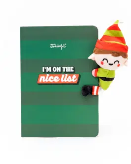 Libreta navideña con elfo de peluche