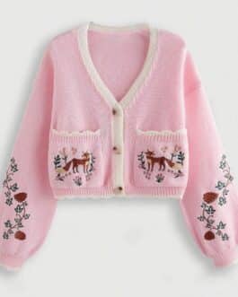 Rebeca rosa ciervo bordado