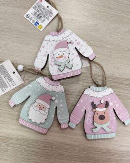Adornos madera jerseys navideños