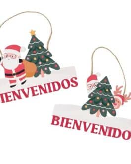 Cartel navideño madera Bienvenidos