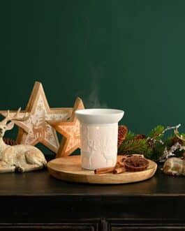 Estrella madera con diseño navideño