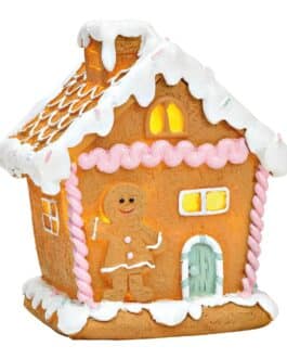 Casita jengibre navidad con Led rosa