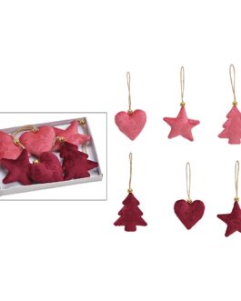 Pack adornos navideños terciopelo rosas