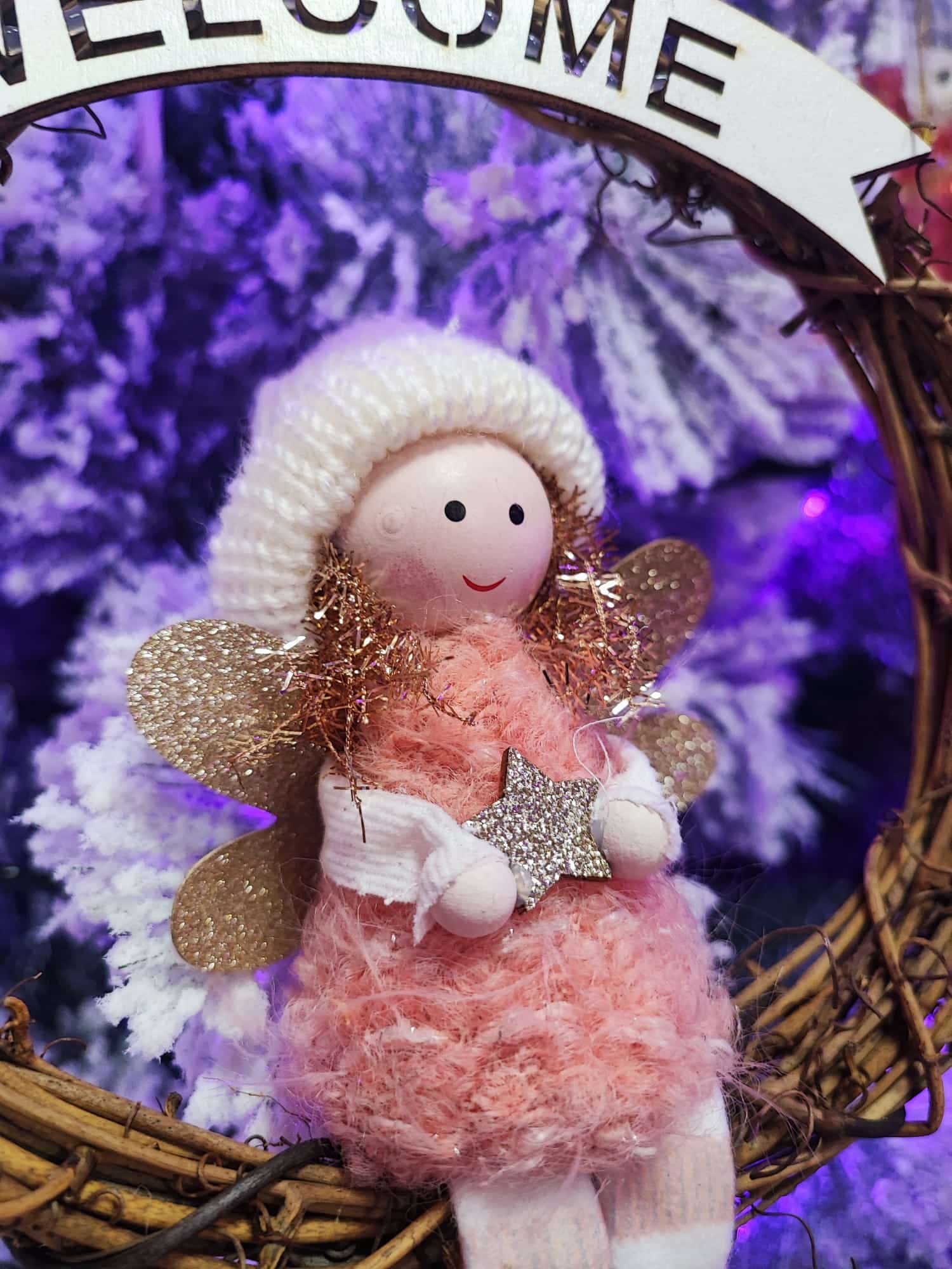 Corona de navidad pequeña welcome - Imagen 2