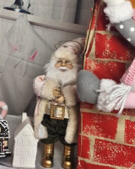 Figuras decorativas rosas Papa noel