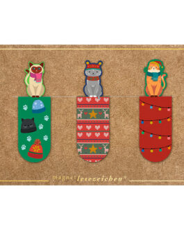 Marcapáginas imantados perros o gatos navideños