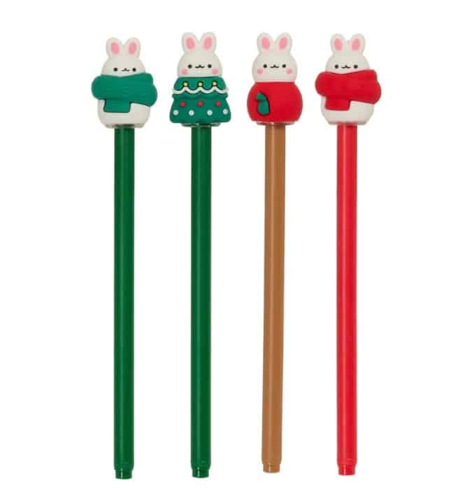 Bolígrafos borrables conejos navidad