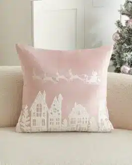 Funda cojín pueblo navideño