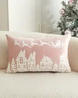 Funda cojín pueblo navideño