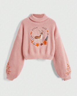 Jersey rosa ciervo bordado