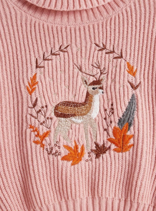 Jersey rosa ciervo bordado - Imagen 2