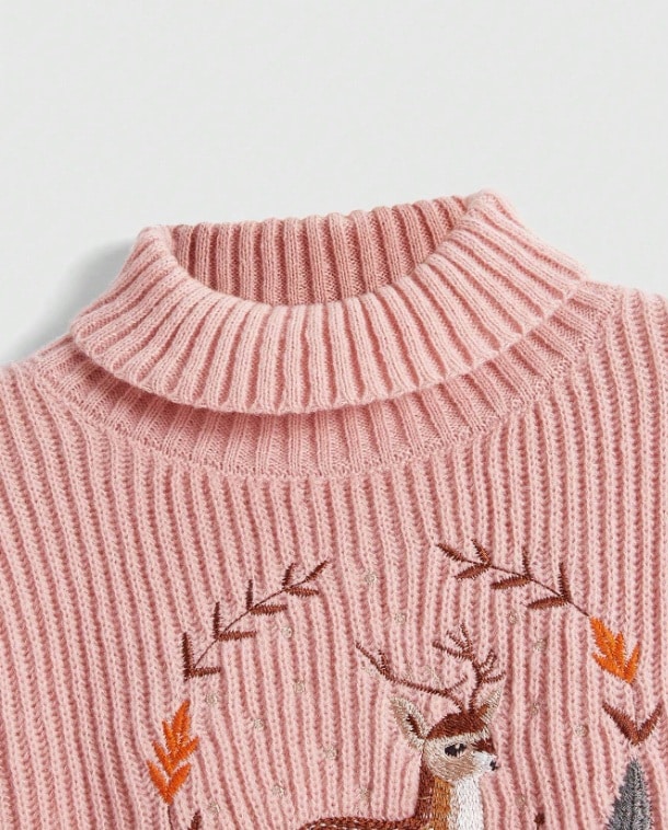 Jersey rosa ciervo bordado - Imagen 3