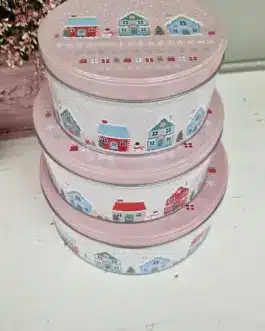 Juego 3 latas redondas navideñas