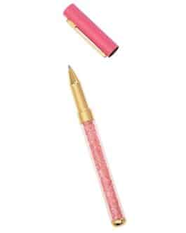 Bolígrafo transparente con cristales - Rosa