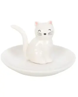 Porta anillos gato blanco