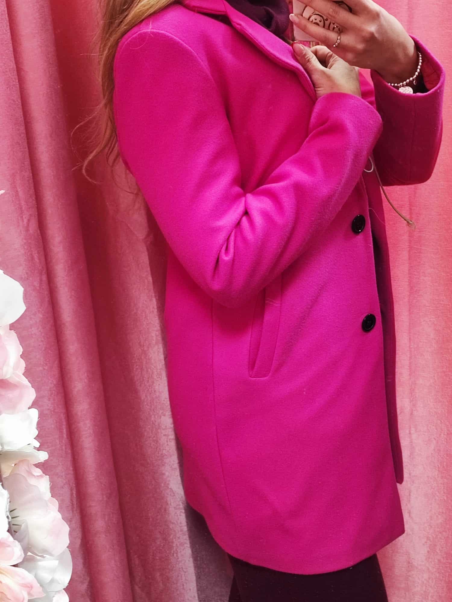 Abrigo corto abotonado fucsia - Imagen 2