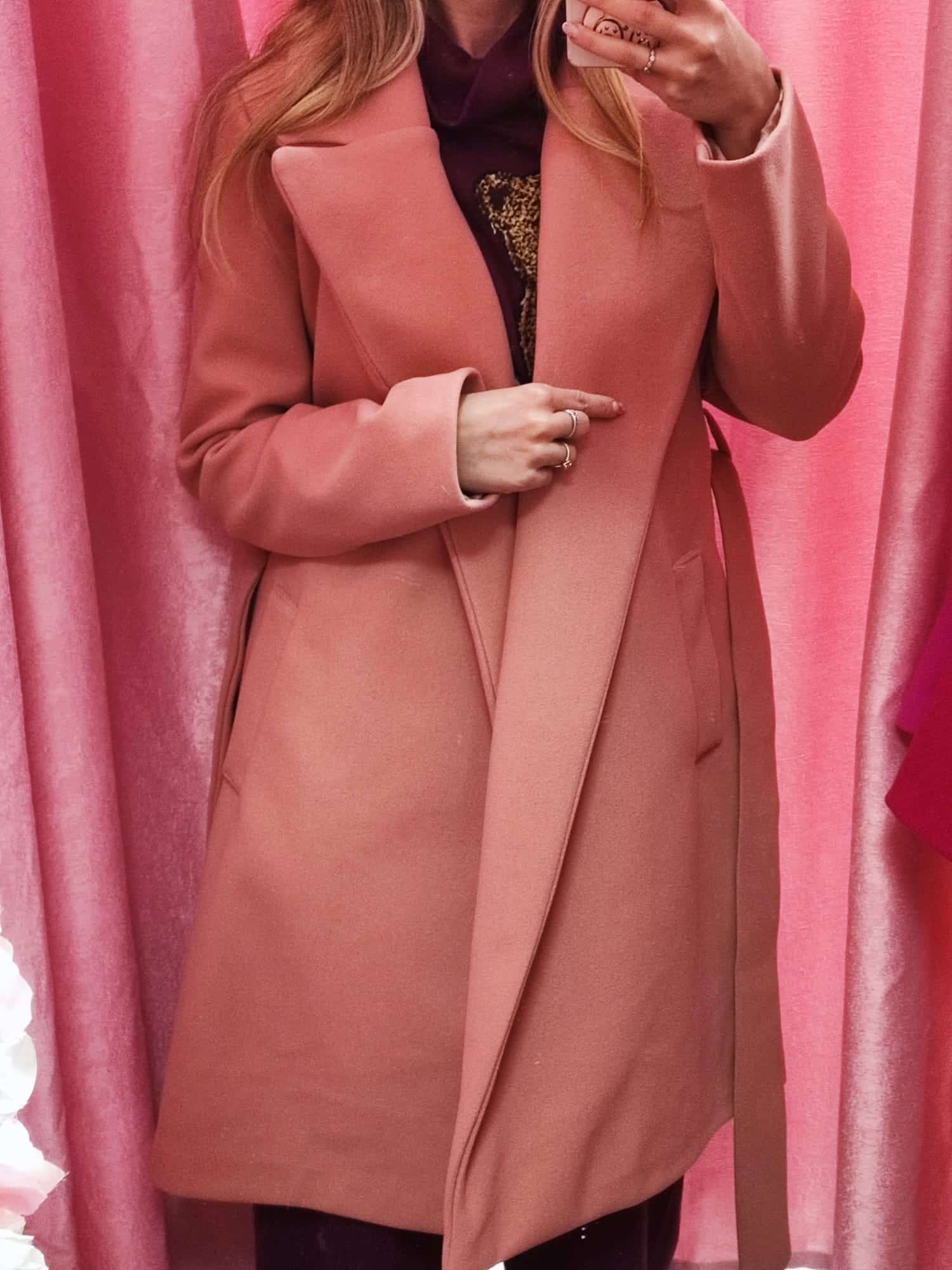 Abrigo de paño largo rosa empolvado - Imagen 4