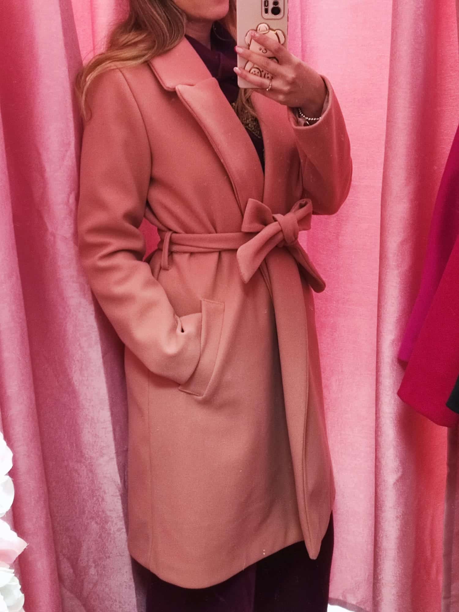 Abrigo de paño largo rosa empolvado - Imagen 3