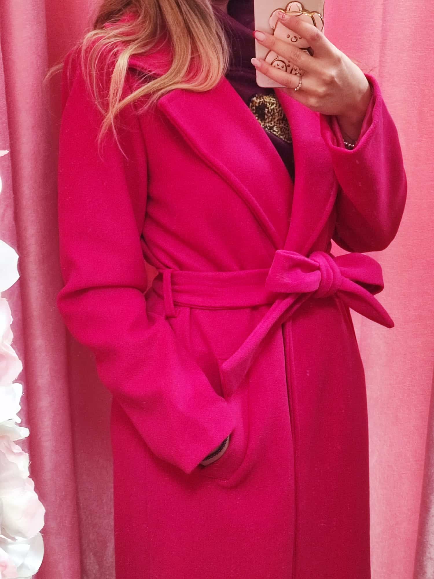 Abrigo de paño largo fucsia - Imagen 2