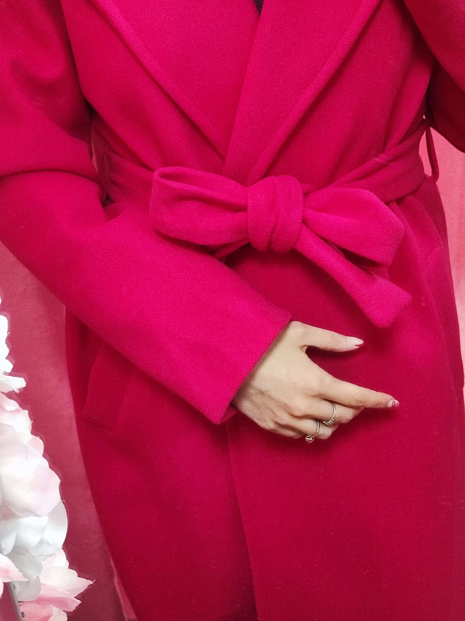 Abrigo de paño largo fucsia - Imagen 3