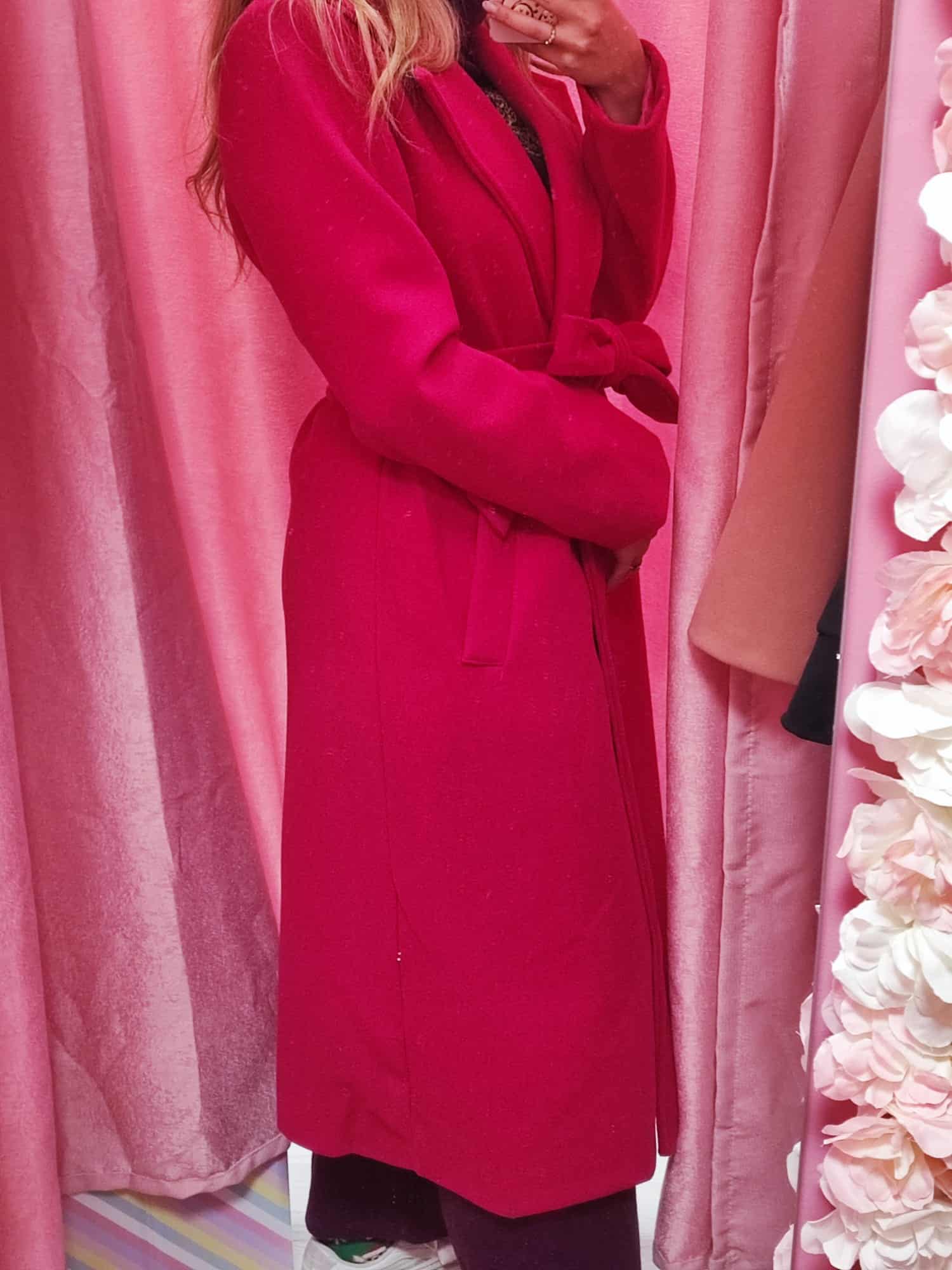 Abrigo de paño largo fucsia - Imagen 4