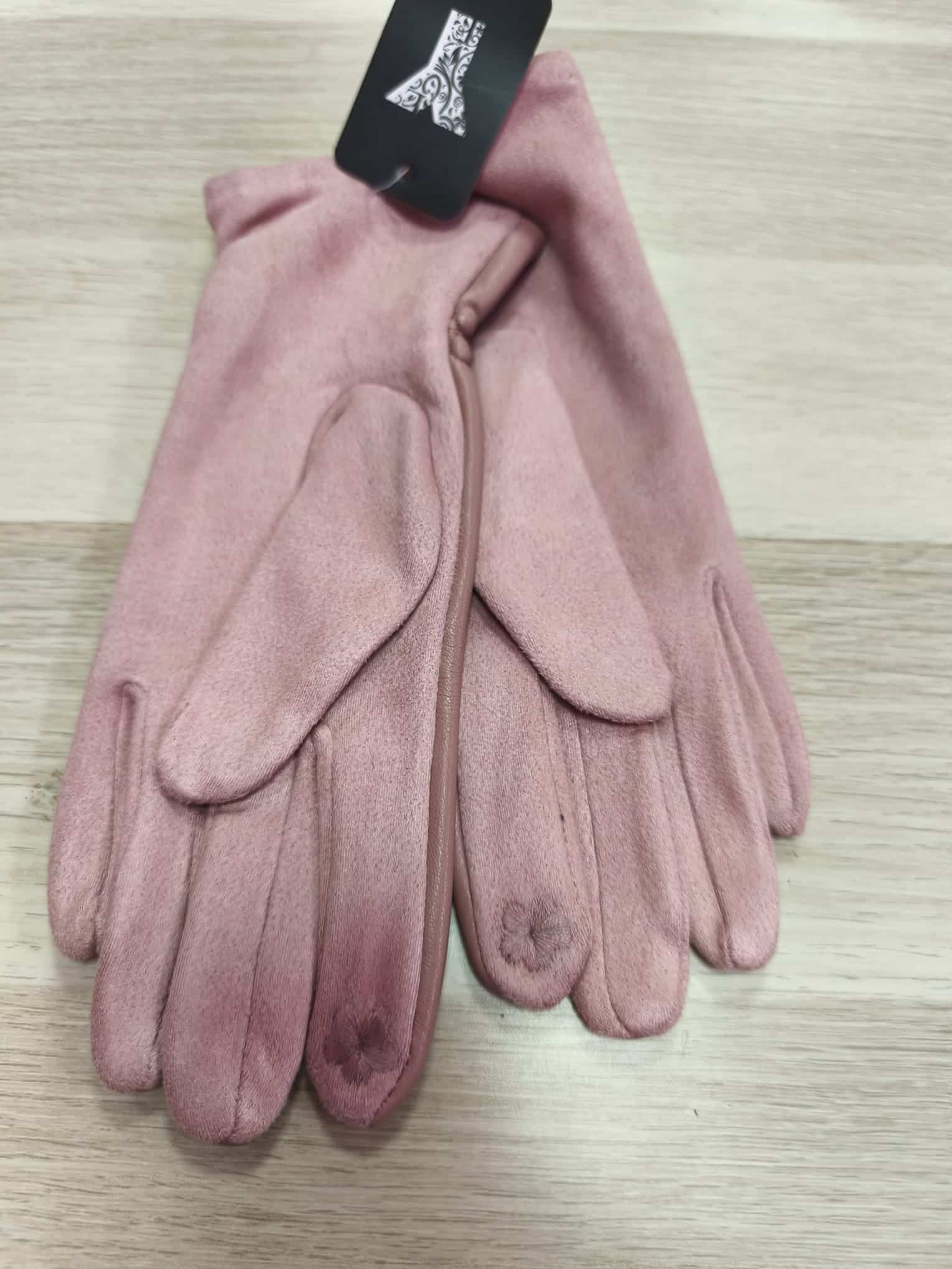 Guantes polipiel botoncitos rosas - Imagen 2