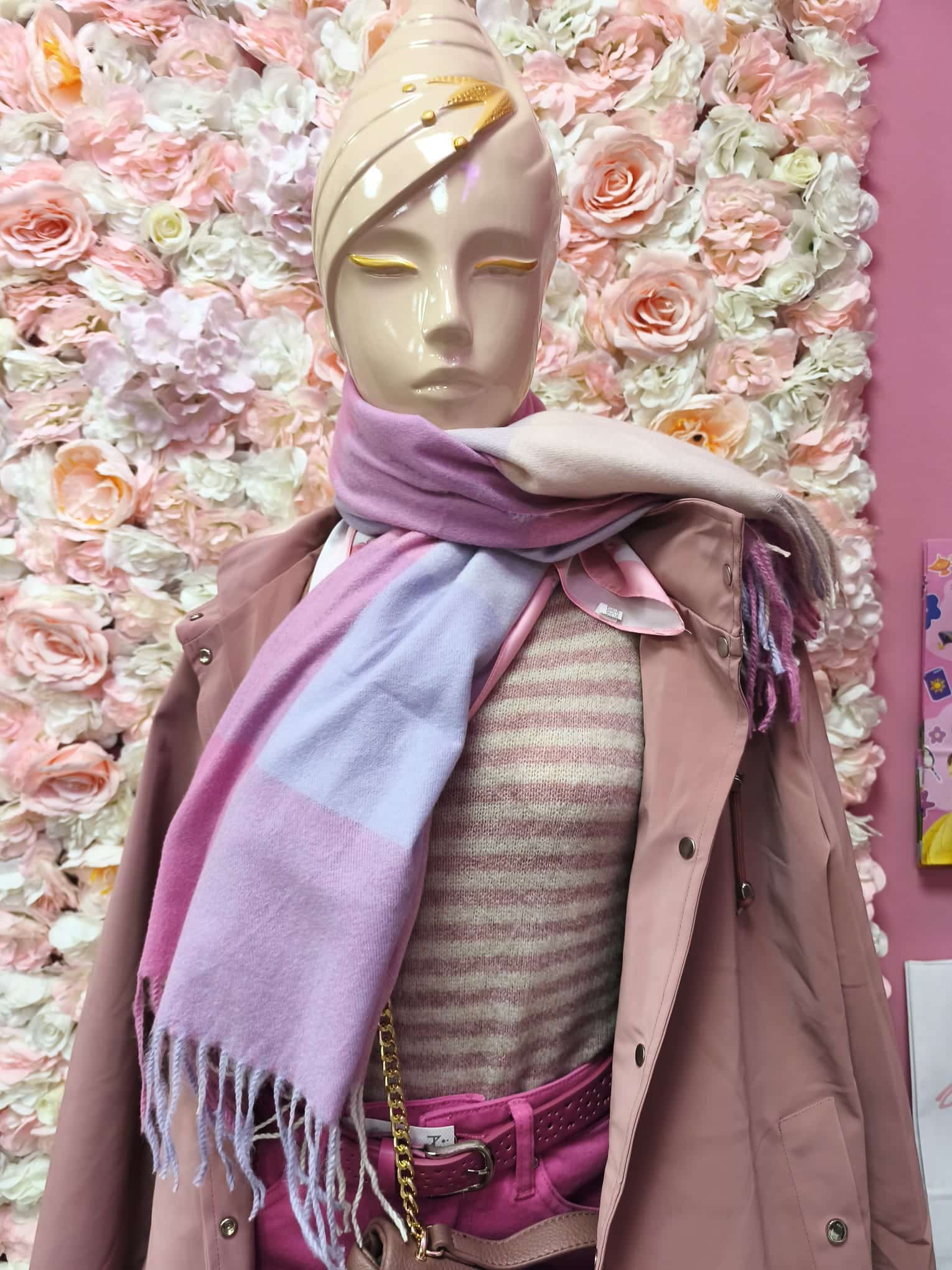 Bufandas cuadros degradados con flecos - Imagen 3