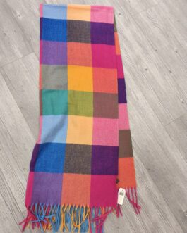 Bufanda cuadros multicolor con flecos