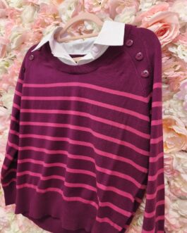 Jersey rayas con cuello camisero