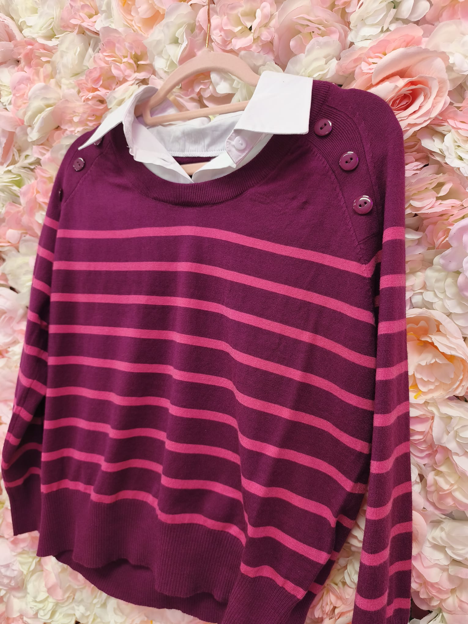 Jersey rayas con cuello camisero - Imagen 2