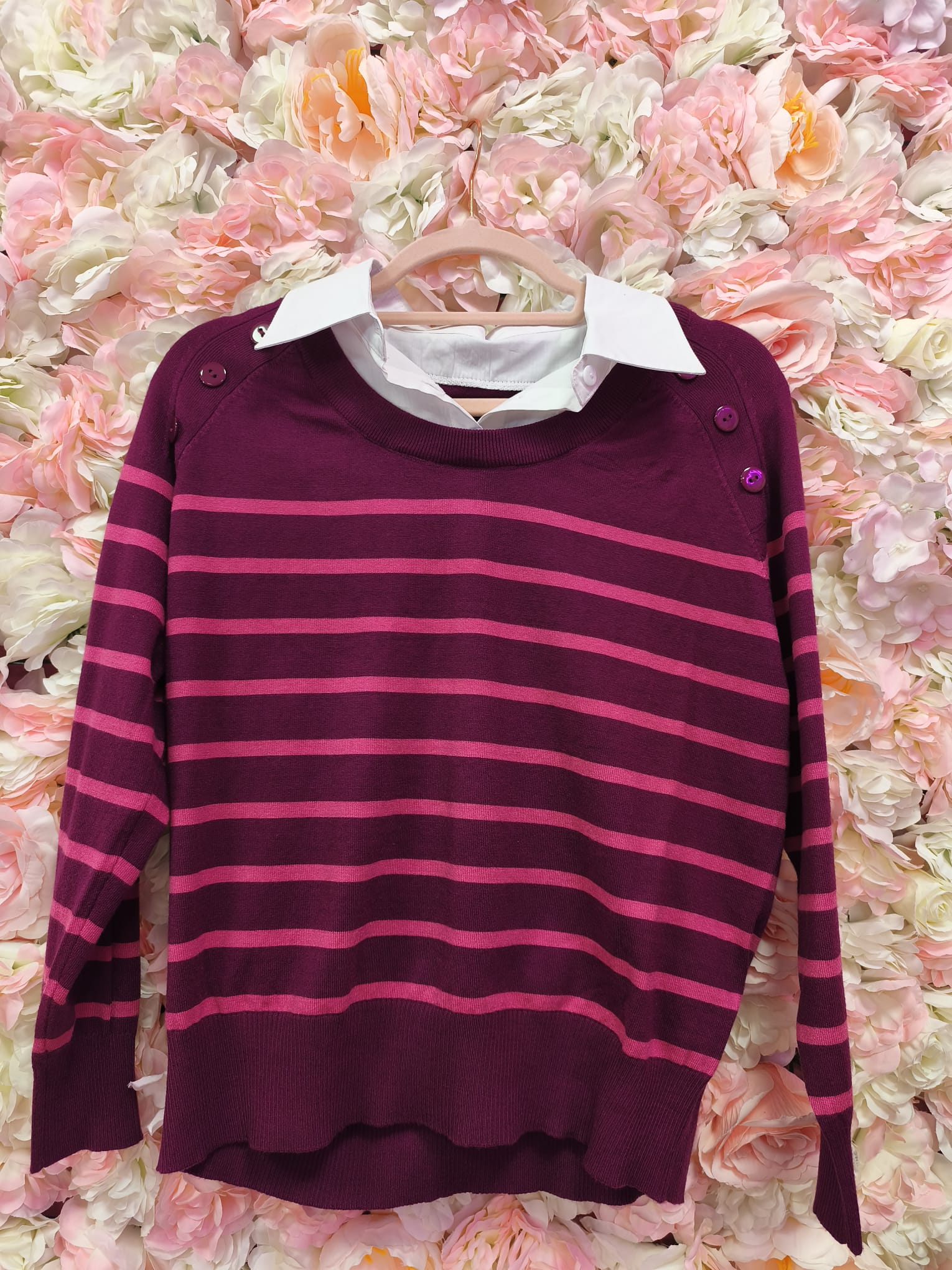 Jersey rayas con cuello camisero