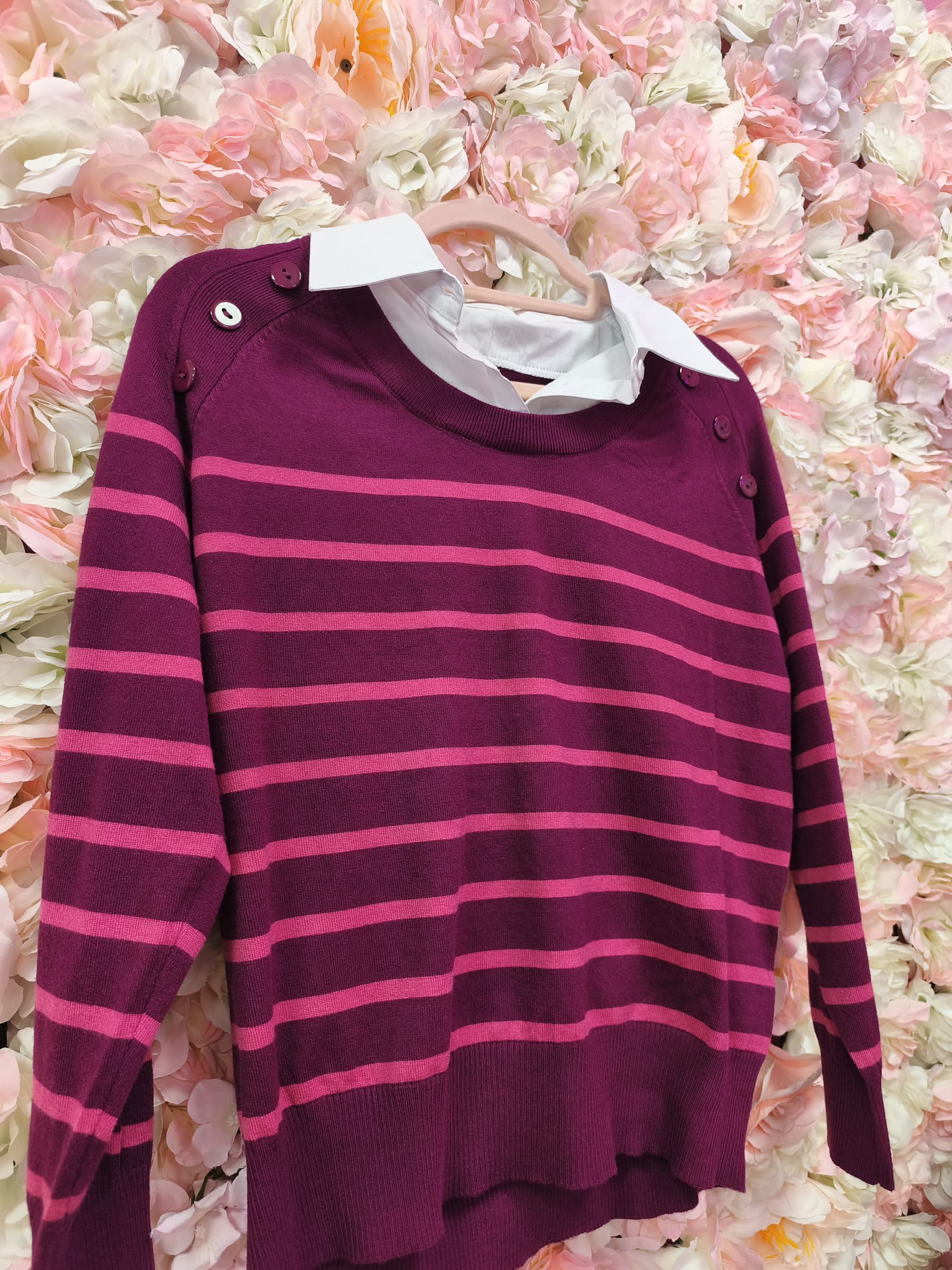 Jersey rayas con cuello camisero - Imagen 3