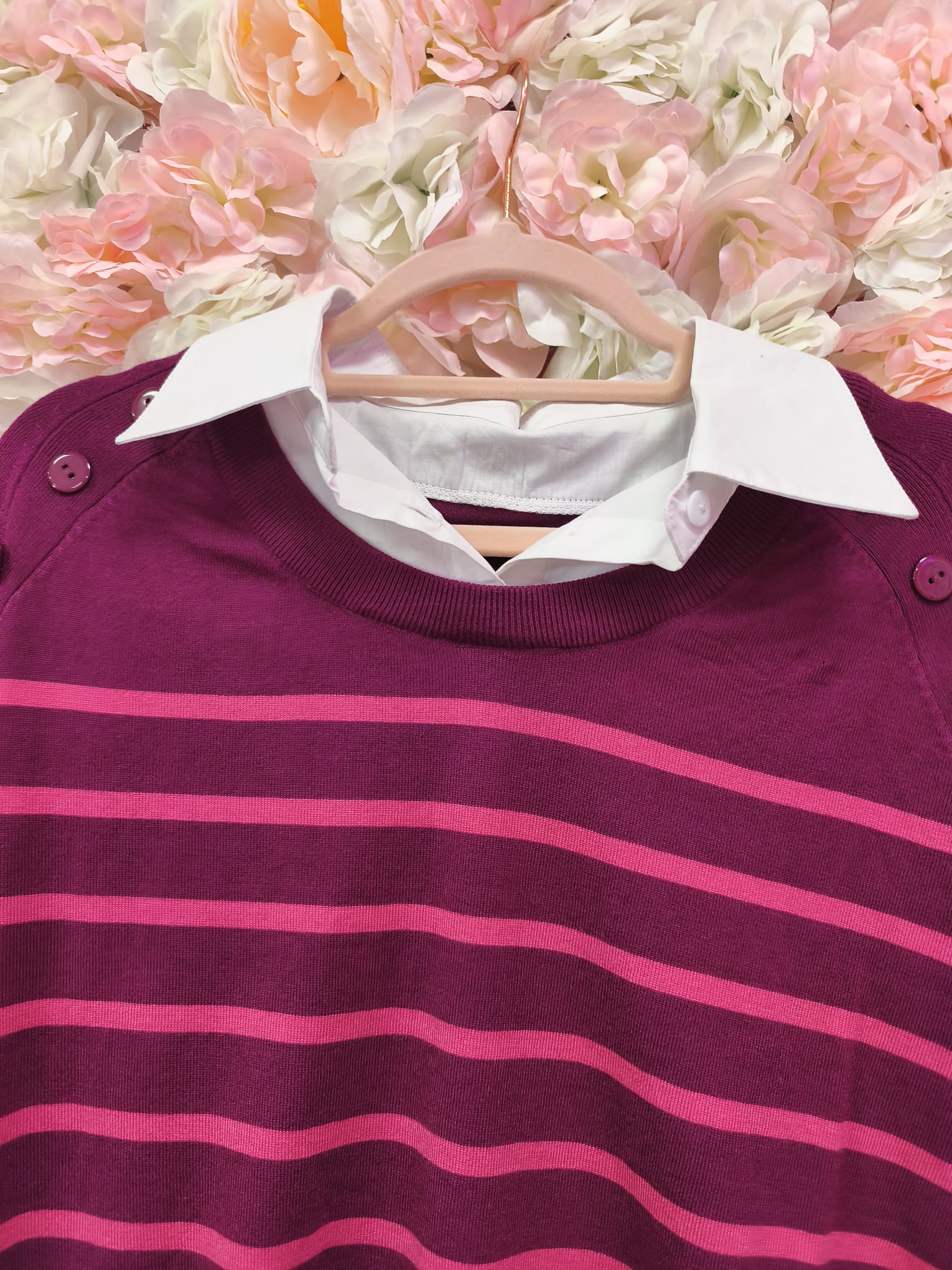 Jersey rayas con cuello camisero - Imagen 4