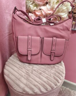 Bolso rosa polipiel bolsillos frontales