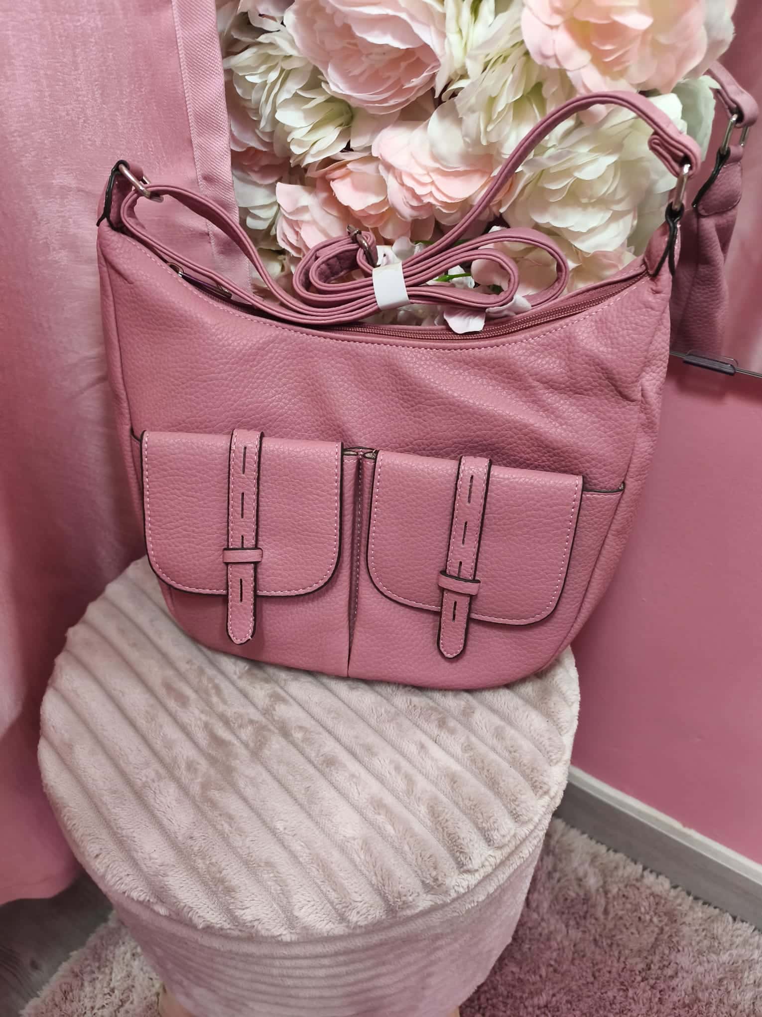 Bolso rosa polipiel bolsillos frontales - Imagen 6