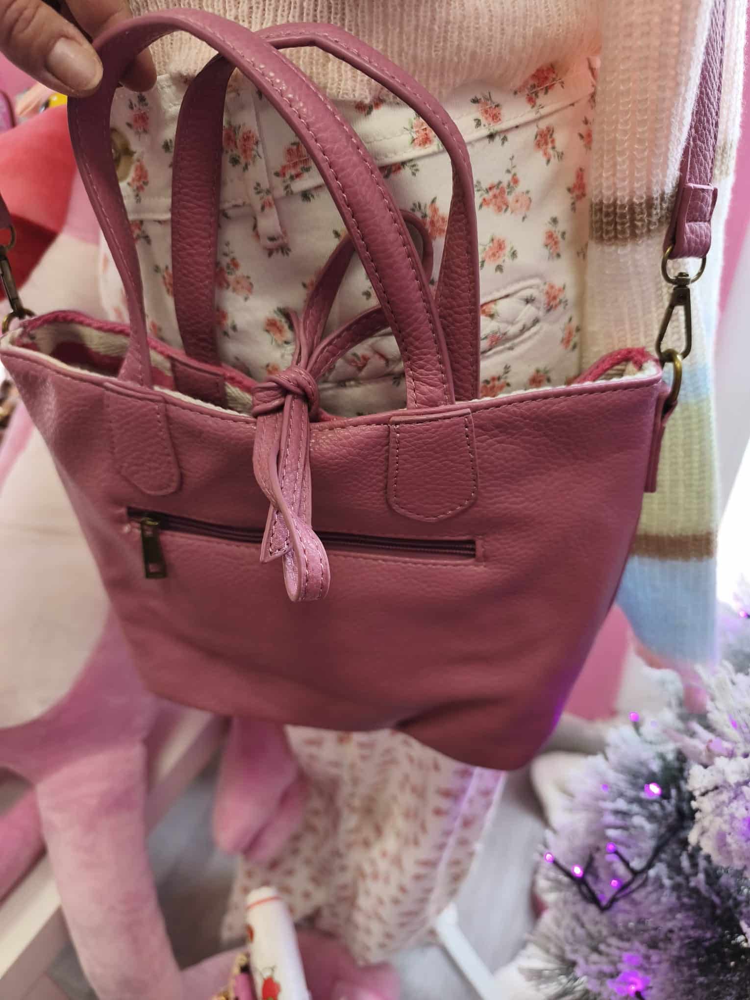 Bolso 2 en 1 polipiel rosa - Imagen 6