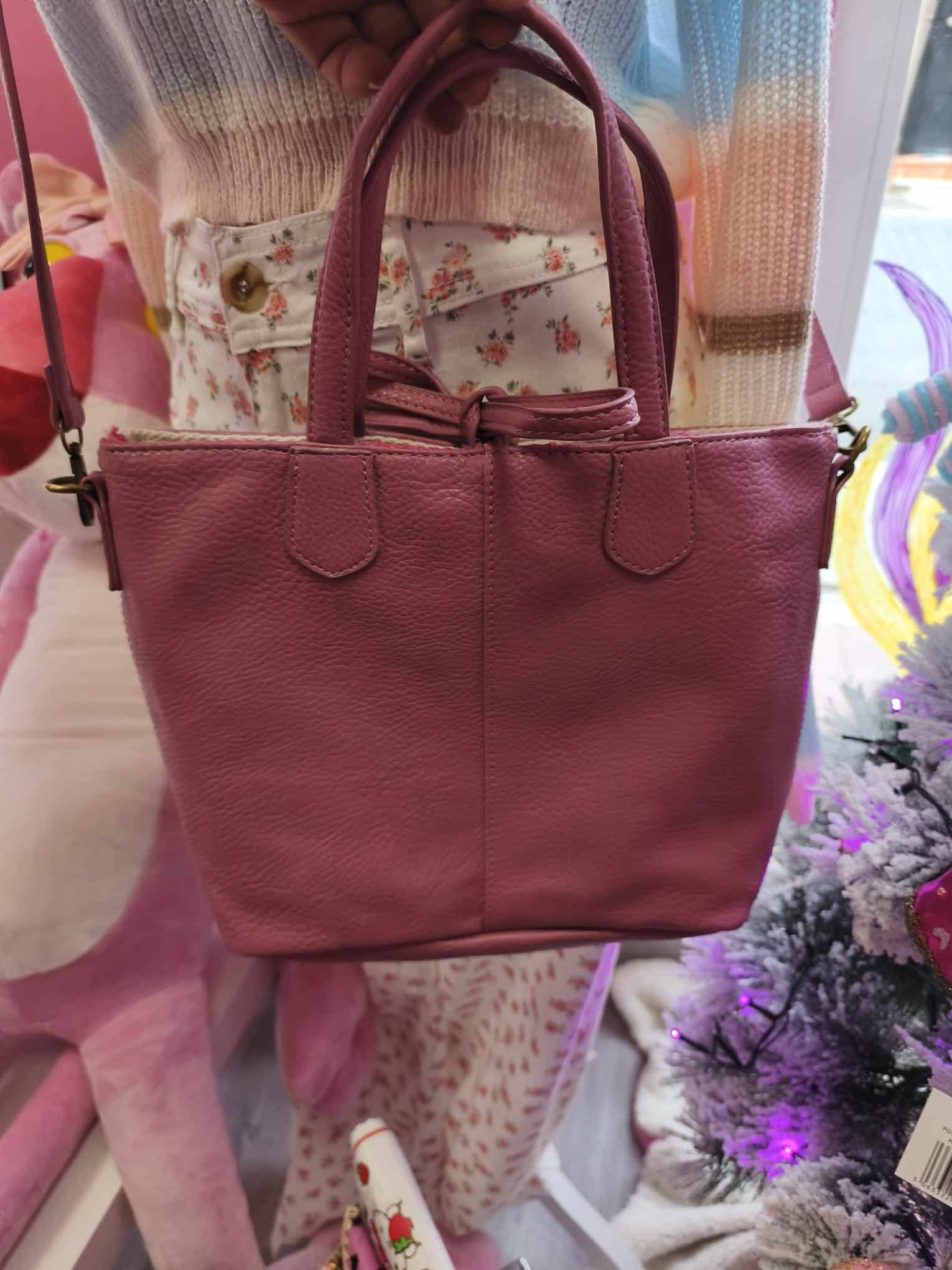 Bolso 2 en 1 polipiel rosa - Imagen 5