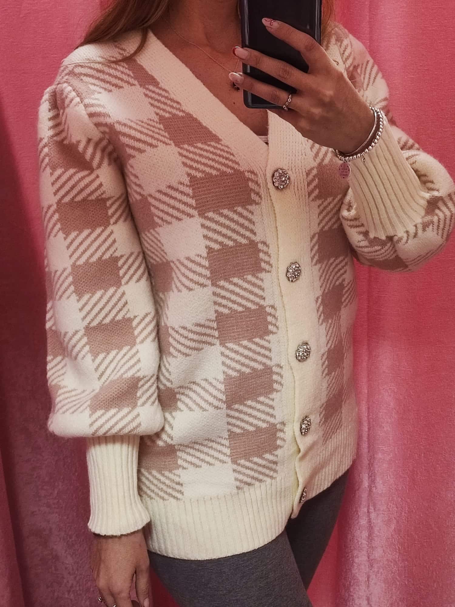 Rebeca punto cuadros rosas - Imagen 5