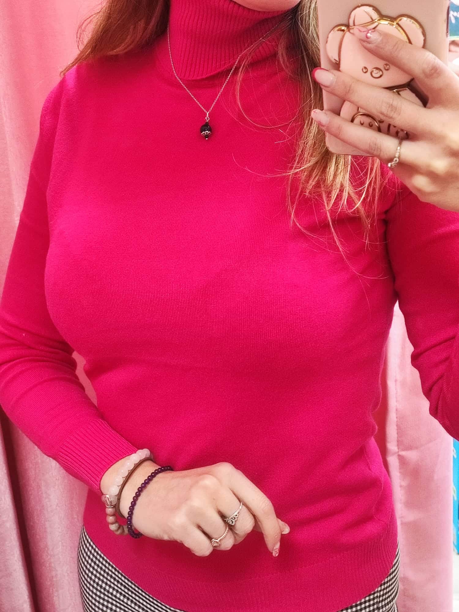 Jersey cuello vuelto fucsia - Imagen 2