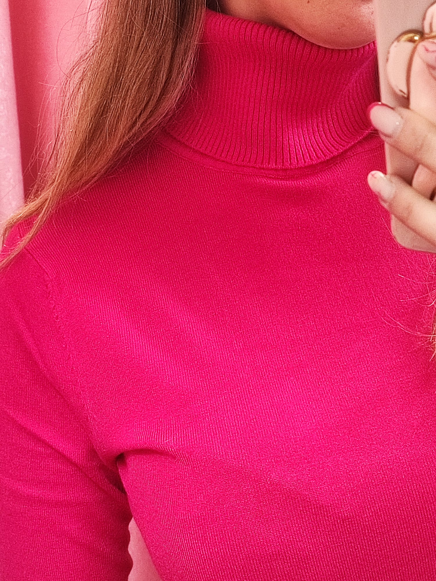 Jersey cuello vuelto fucsia - Imagen 3