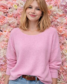 Jersey fino rosa pastel