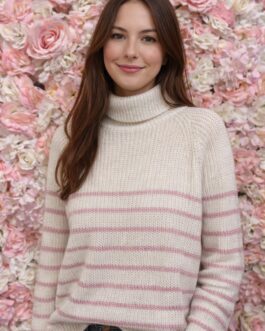 Jersey chenilla rayas rosas