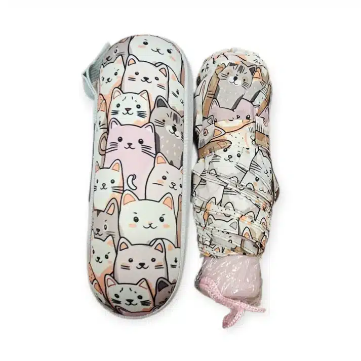 Paragua plegable con funda gatos
