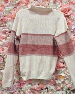 Jersey chenilla rosa empolvado