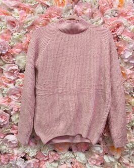 Jersey liso rosa cuello tortuga