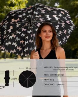 Paraguas plegable con funda perros