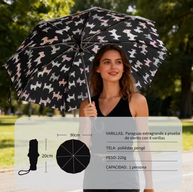 Paraguas plegable con funda perros - Imagen 2