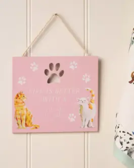 Placa decorativa La vida es mejor con un gato